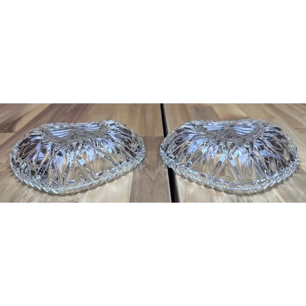 Retro Heart Shaped Jewelry Trinket Dish Clear Glass Sawtooth Edge Cottage Sweet
